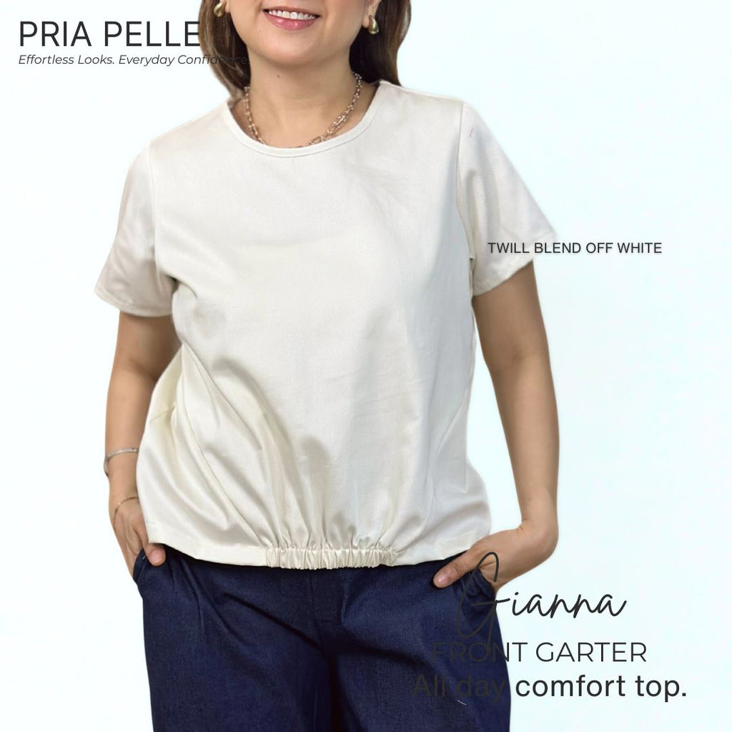 Pria Pelle Gianna Front Garter Top - Twill Blend Off White