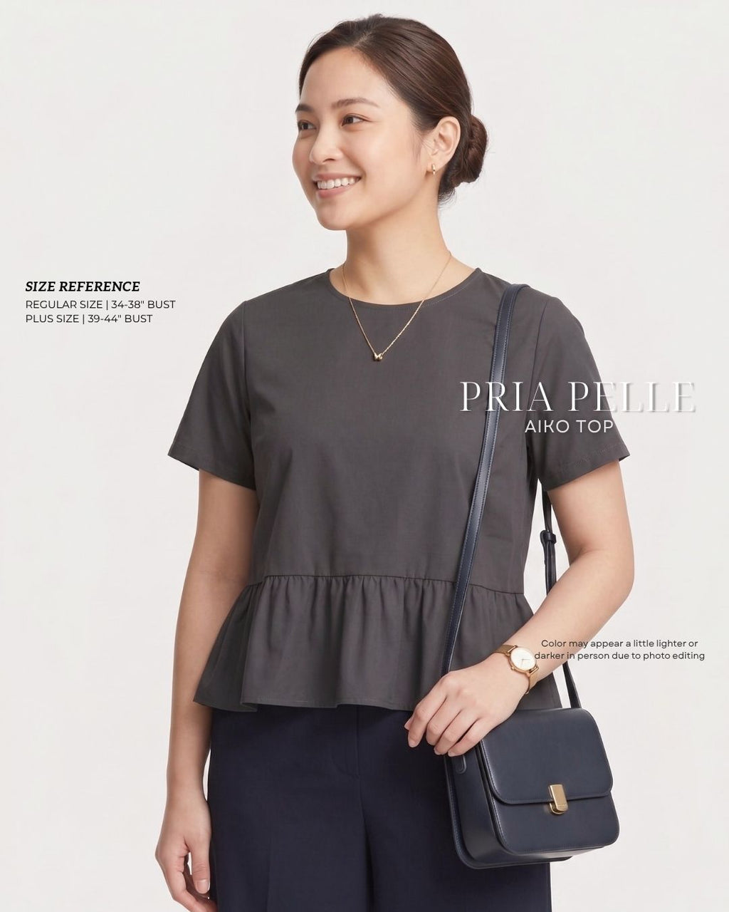 Pria Pelle Aiko Top - Cotton Blend Dark Charcoal | Non Stretch