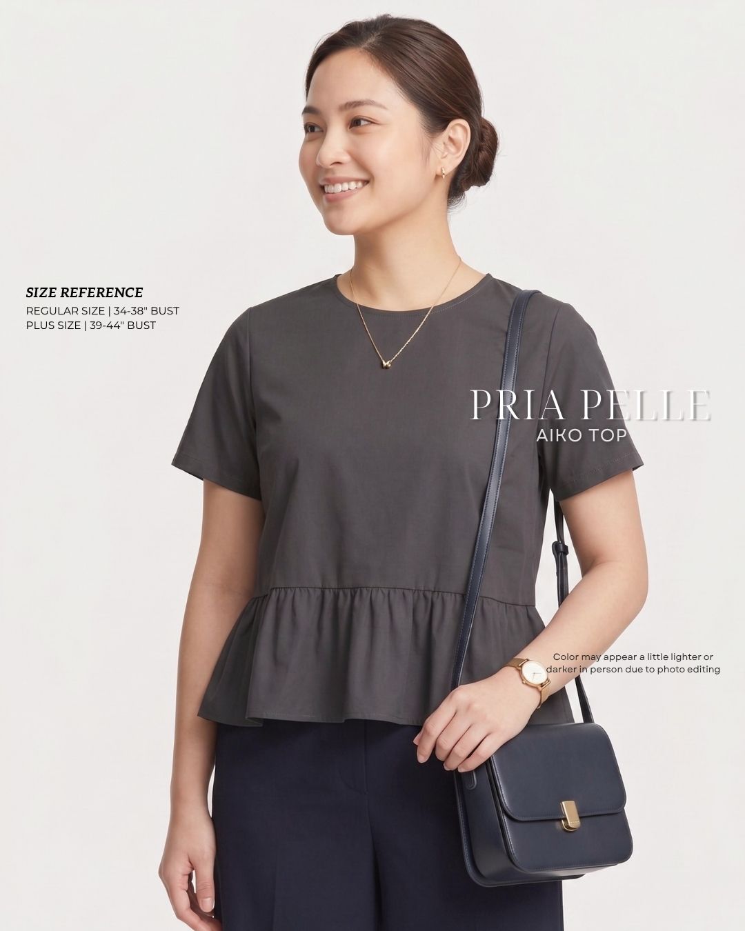 Pria Pelle Aiko Top - Cotton Blend Dark Charcoal | Non Stretch