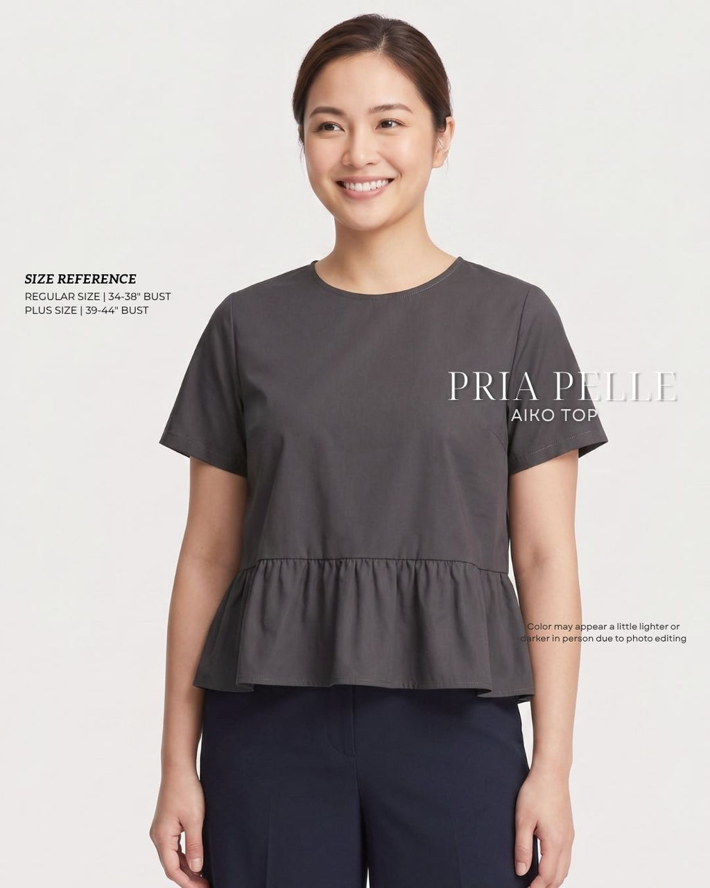 Pria Pelle Aiko Top - Cotton Blend Dark Charcoal | Non Stretch