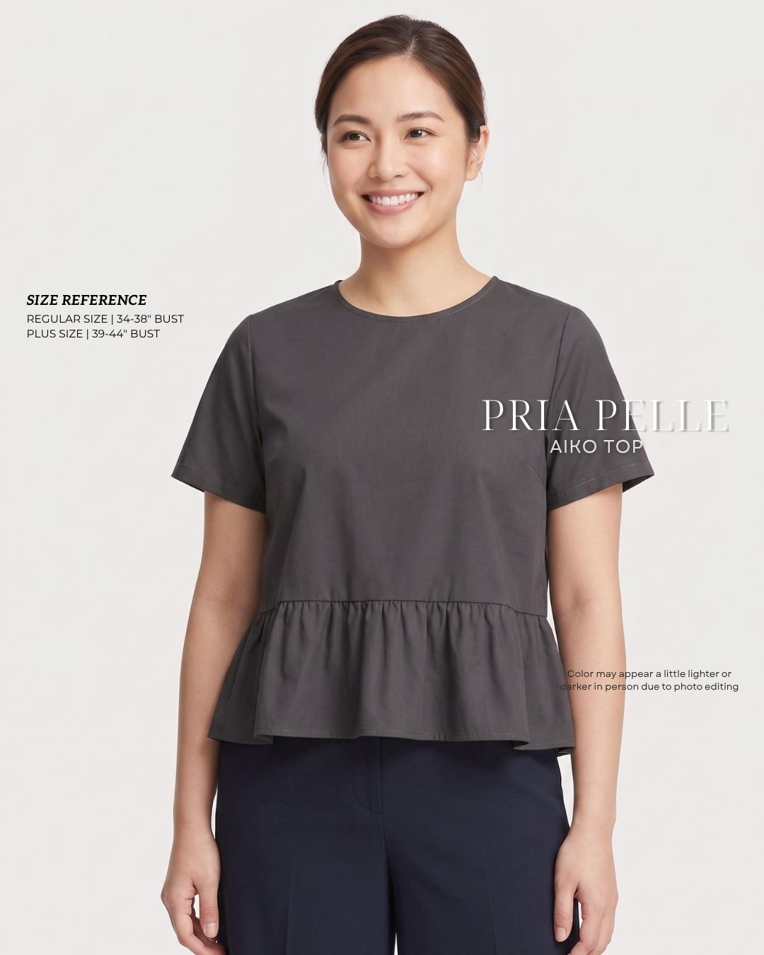 Pria Pelle Aiko Top - Cotton Blend Dark Charcoal | Non Stretch
