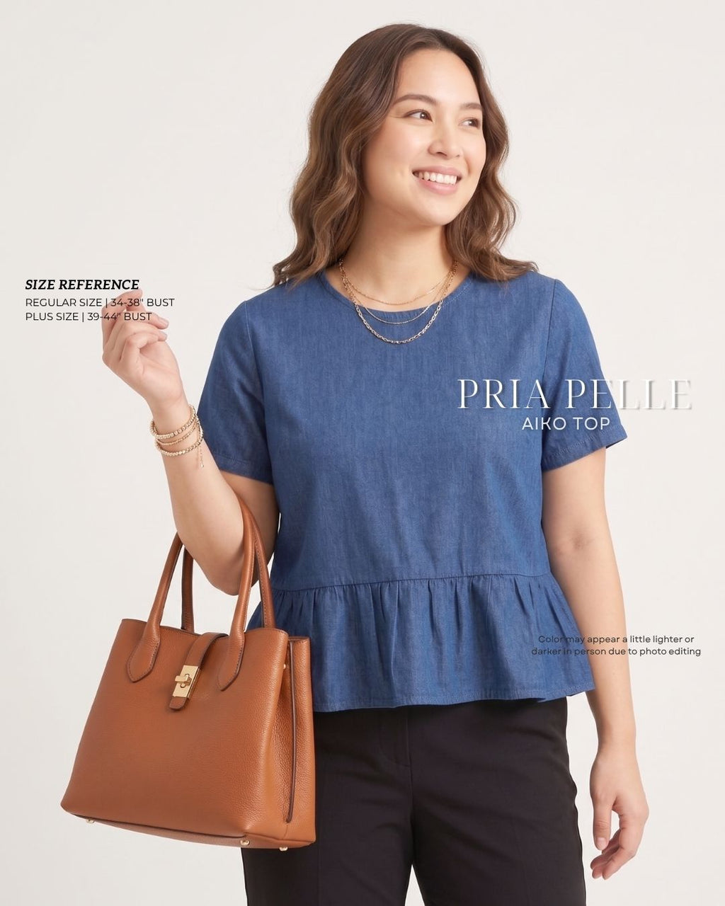 Pria Pelle Aiko Top - Soft Denim Blue |  Non Stretch