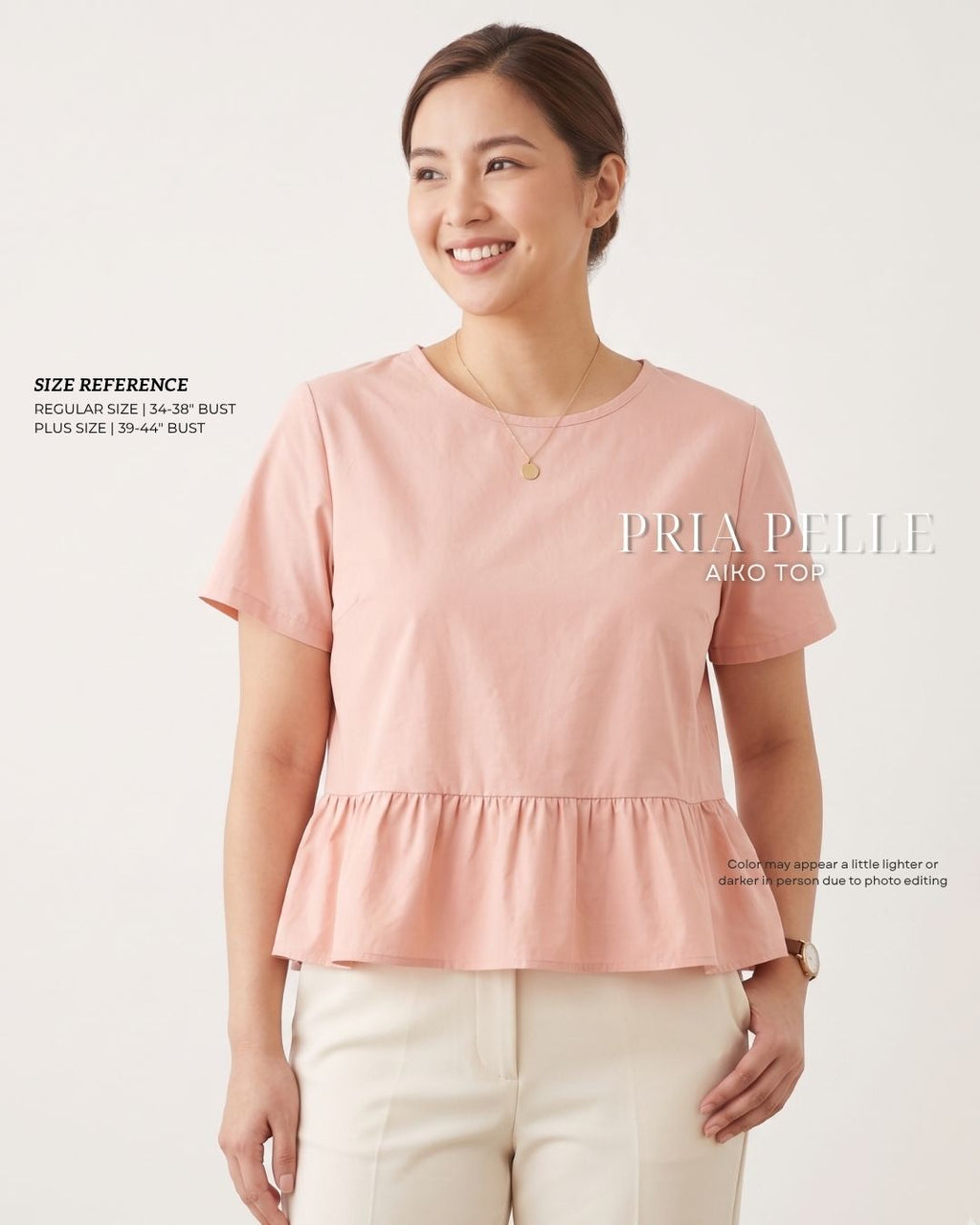 Pria Pelle Aiko Top - Cotton Blend Soft Peach | Non Stretch
