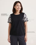 Pria Pelle Bianca Laced Sleeve Top - Cotton Blend Black | Non Stretch