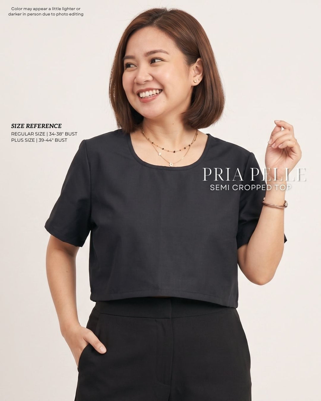 Pria Pelle Women's Cropped square top - Linen Blend Black | Non Stretch