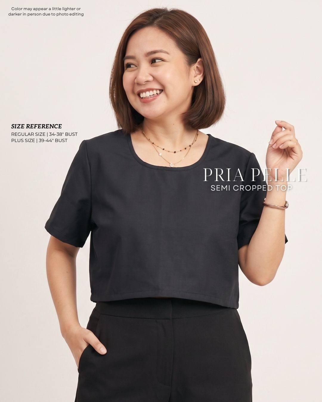 Pria Pelle Women's Cropped square top - Linen Blend Black | Non Stretch