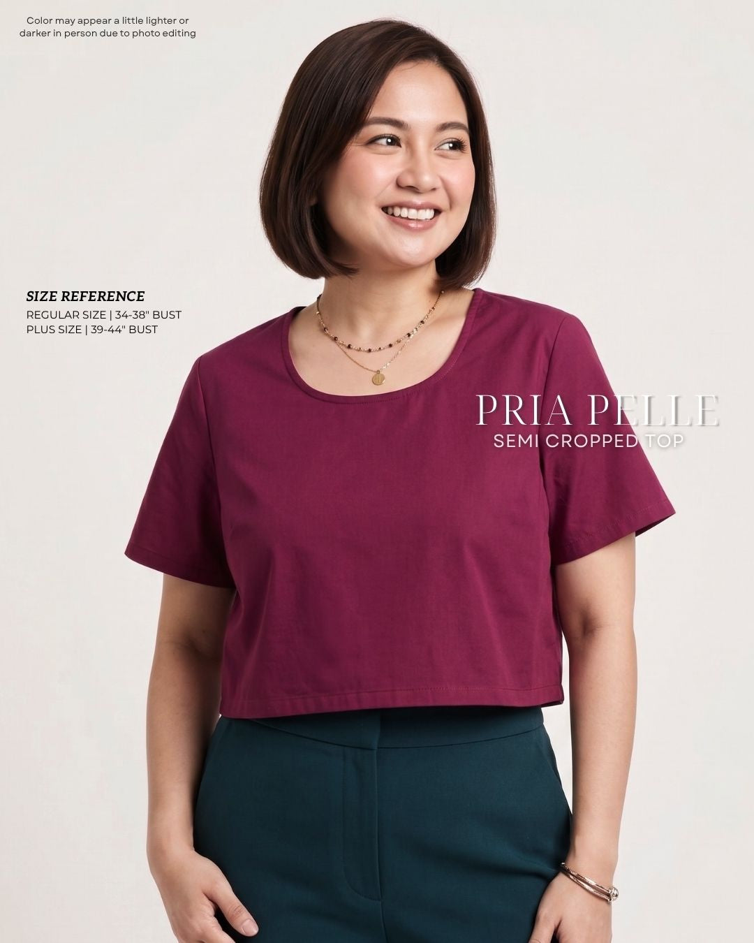 Pria Pelle Women's Cropped square top - Linen Blend Burgundy | Non Stretch