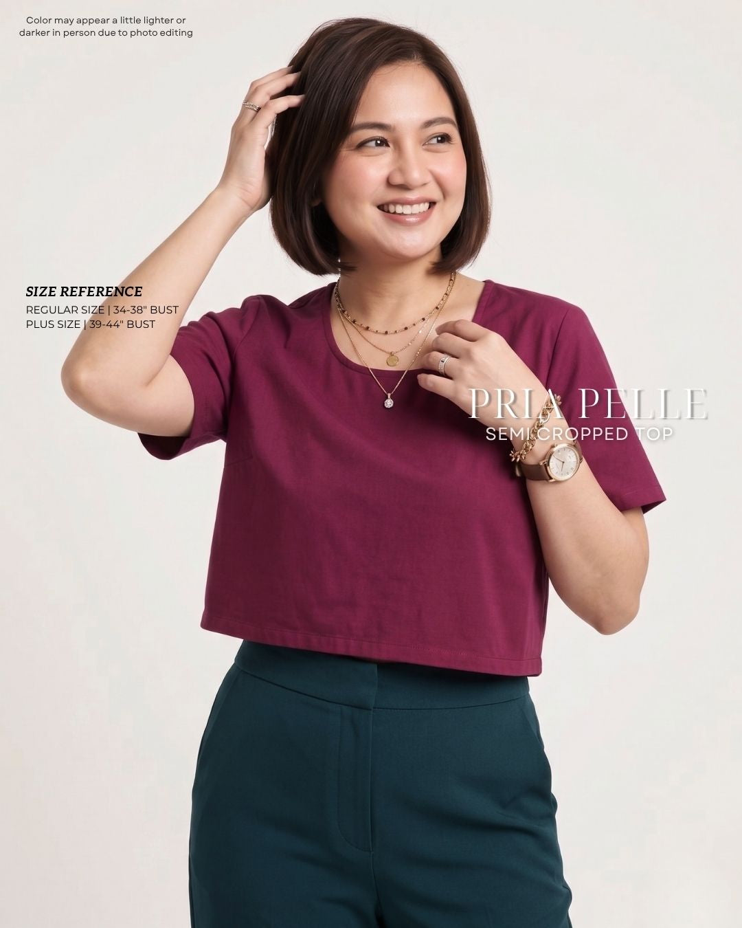 Pria Pelle Women's Cropped square top - Linen Blend Burgundy | Non Stretch