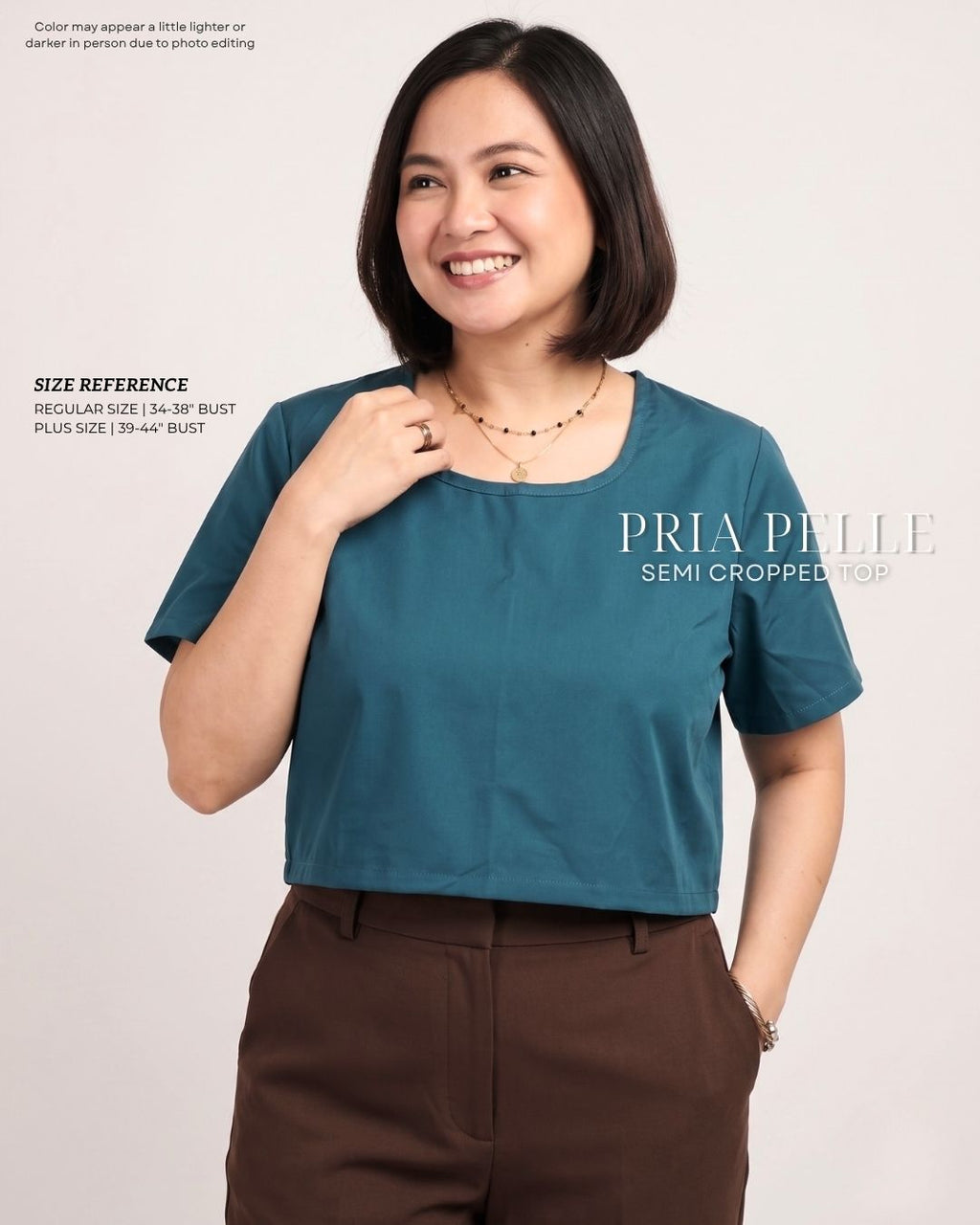 Pria Pelle Women's Cropped square top - Cotton Blend Dark Teal | Non Stretch