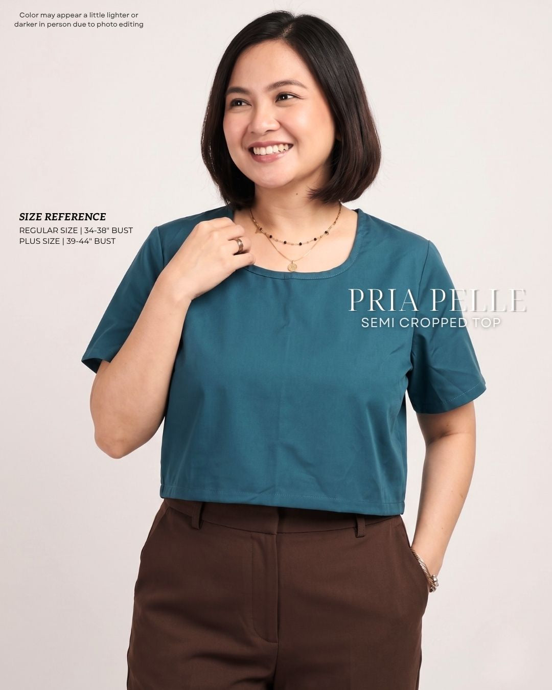 Pria Pelle Women's Cropped square top - Cotton Blend Dark Teal | Non Stretch