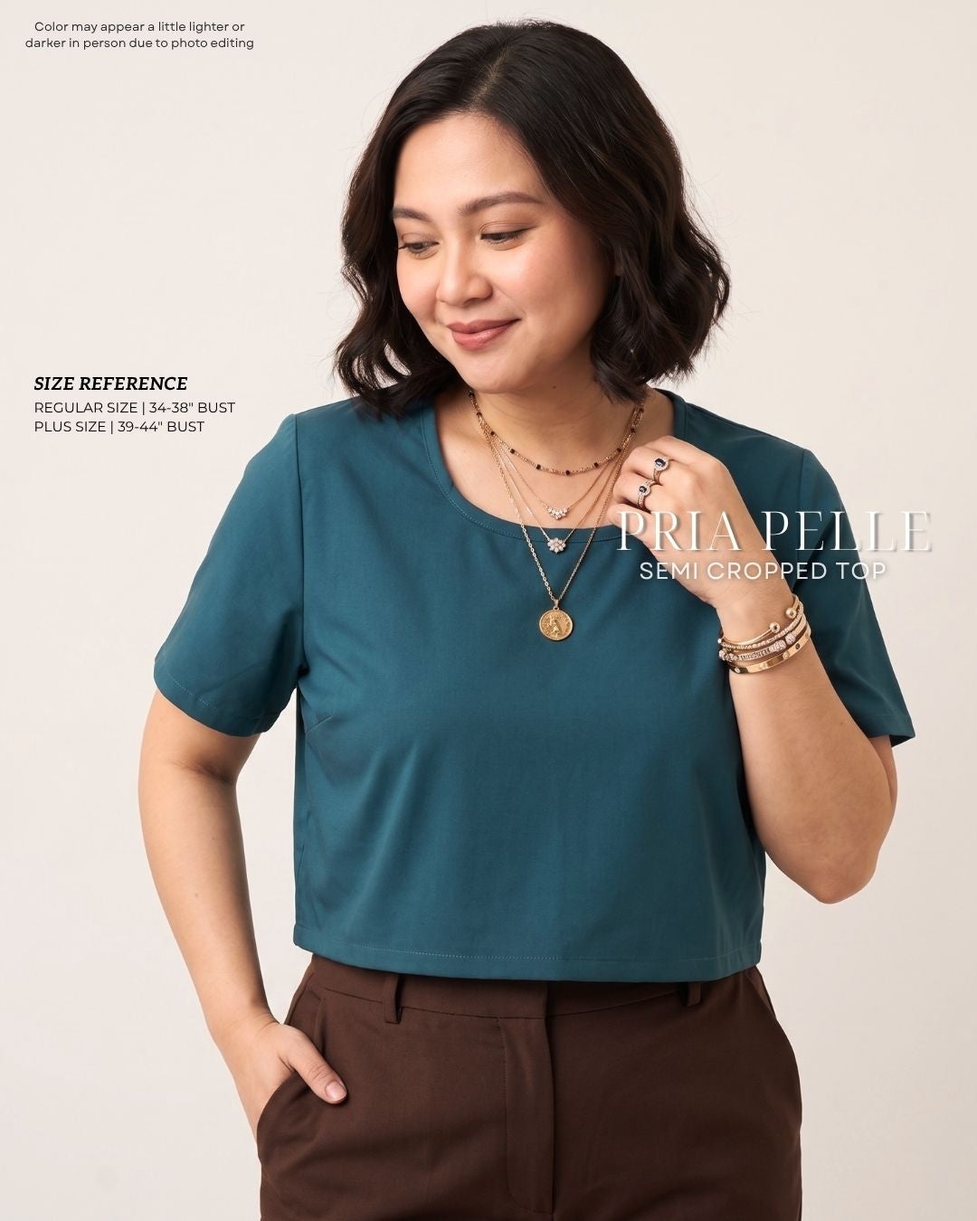 Pria Pelle Women's Cropped square top - Cotton Blend Dark Teal | Non Stretch