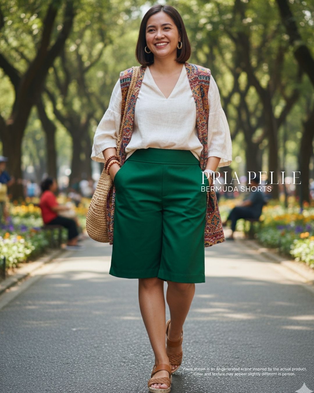 Pria Pelle Bermuda Shorts | Back garter - Cotton Twill Dark Green