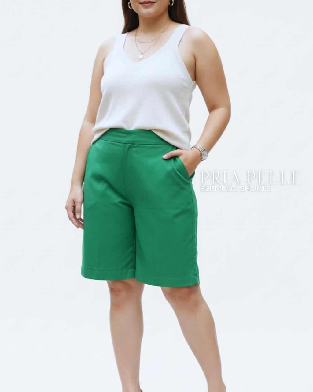 Pria Pelle Bermuda Shorts | Back garter - Cotton Blend Light Green