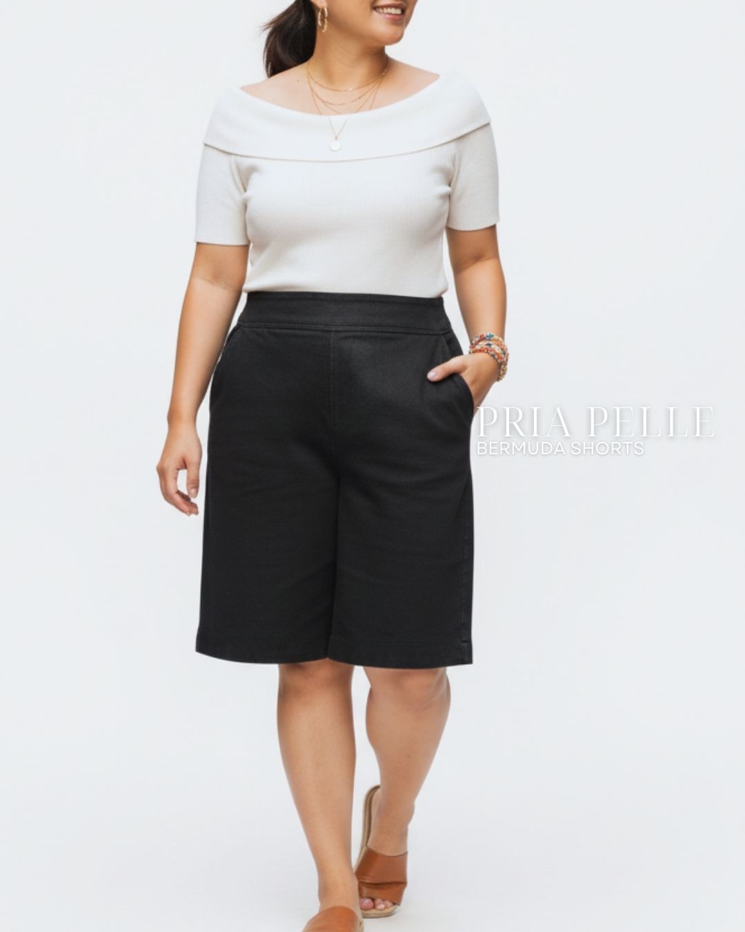 Pria Pelle Bermuda Shorts | Back garter - Denim Black