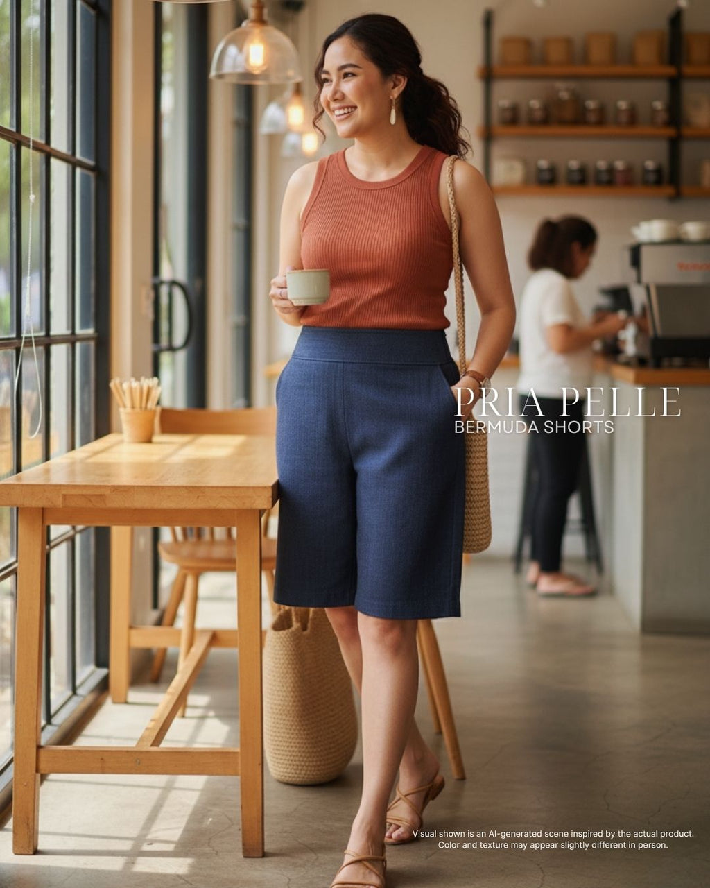 Pria Pelle Bermuda Shorts | Back garter - Denim Steel