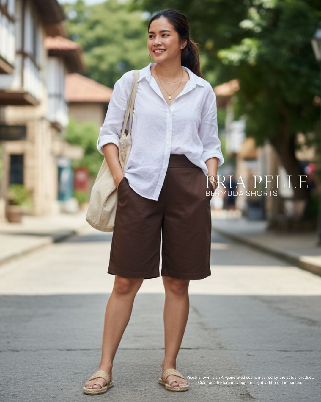 Pria Pelle Bermuda Shorts | Back garter - Cotton Twill Chocolate Brown