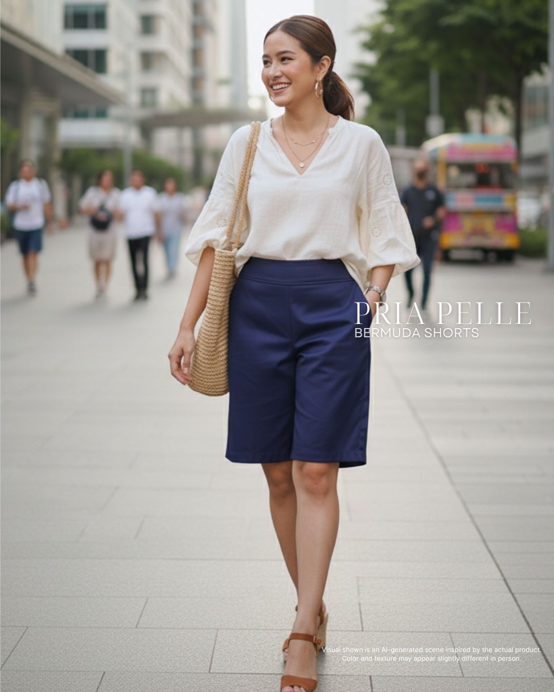 Pria Pelle Bermuda Shorts | Back garter - Cotton Blend Blue Violet