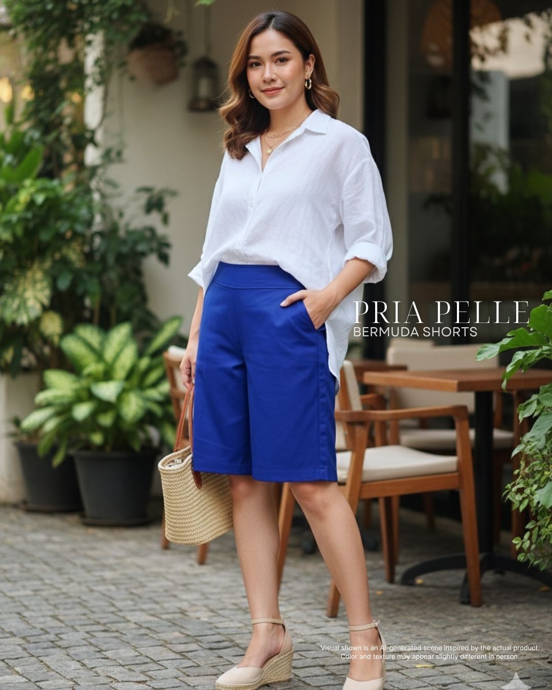 Pria Pelle Bermuda Shorts | Back garter - Cotton Blend Royal Blue