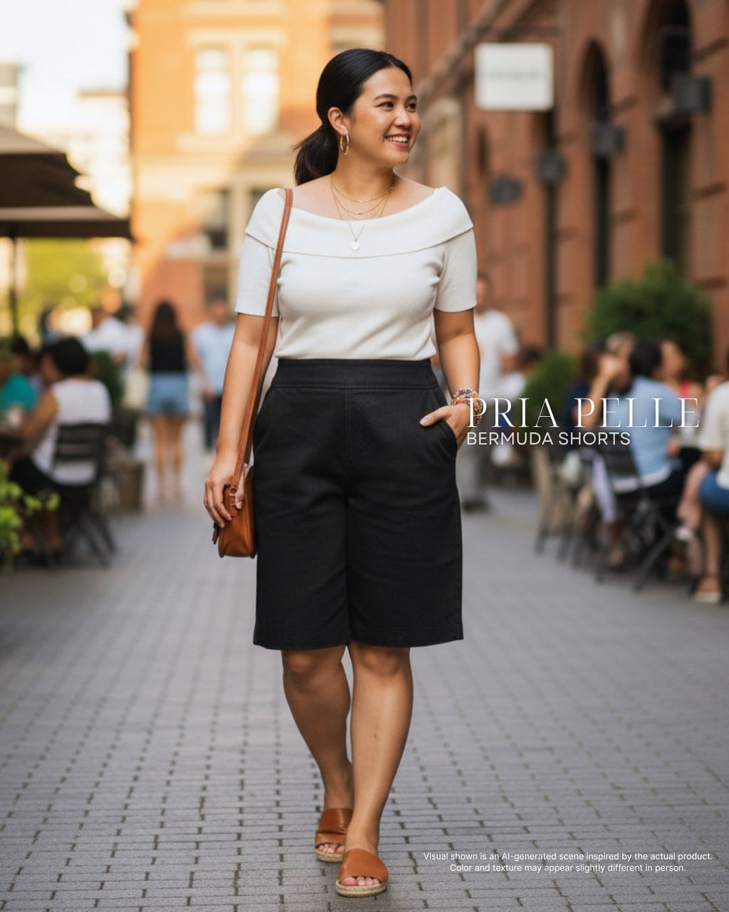 Pria Pelle Bermuda Shorts | Back garter - Denim Black