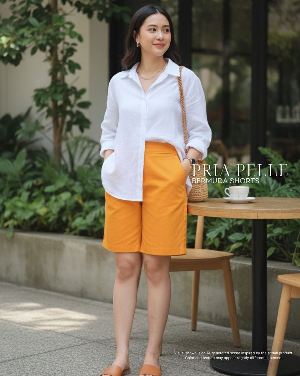 Pria Pelle Bermuda Shorts | Back garter - Cotton Twill Light Orange