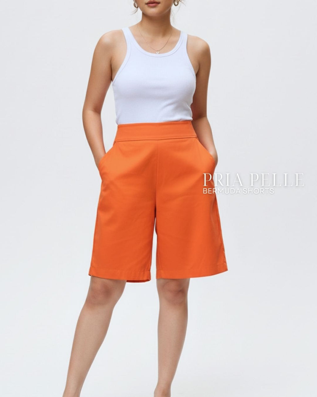 Pria Pelle Bermuda Shorts | Back garter - Cotton Blend Orange