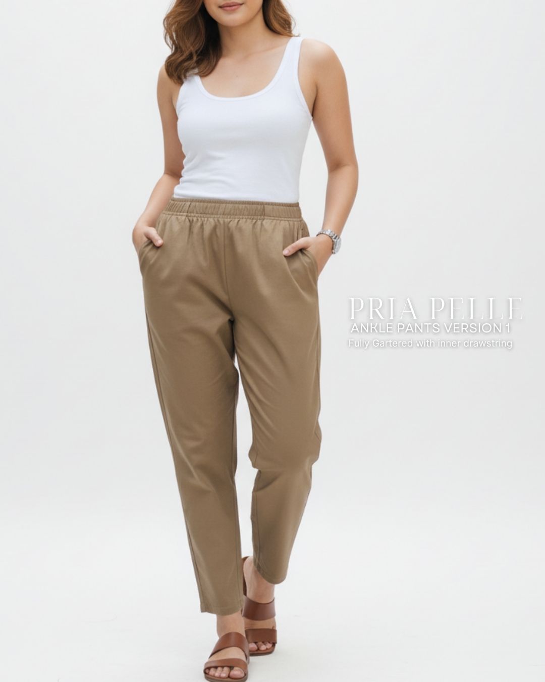 Pria Pelle Ankle Pants Version 1 | Fully Gartered - Cotton Twill Khaki Brown