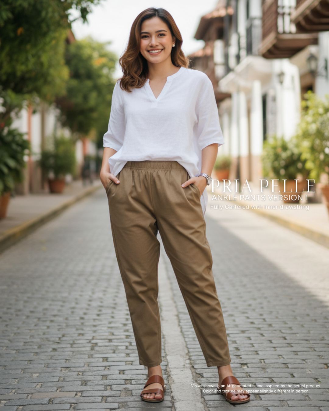 Pria Pelle Ankle Pants Version 1 | Fully Gartered - Cotton Twill Khaki Brown