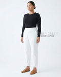 Pria Pelle Ankle Pants Version 2 | Back Garter - Cotton Twill White | Non Stretch